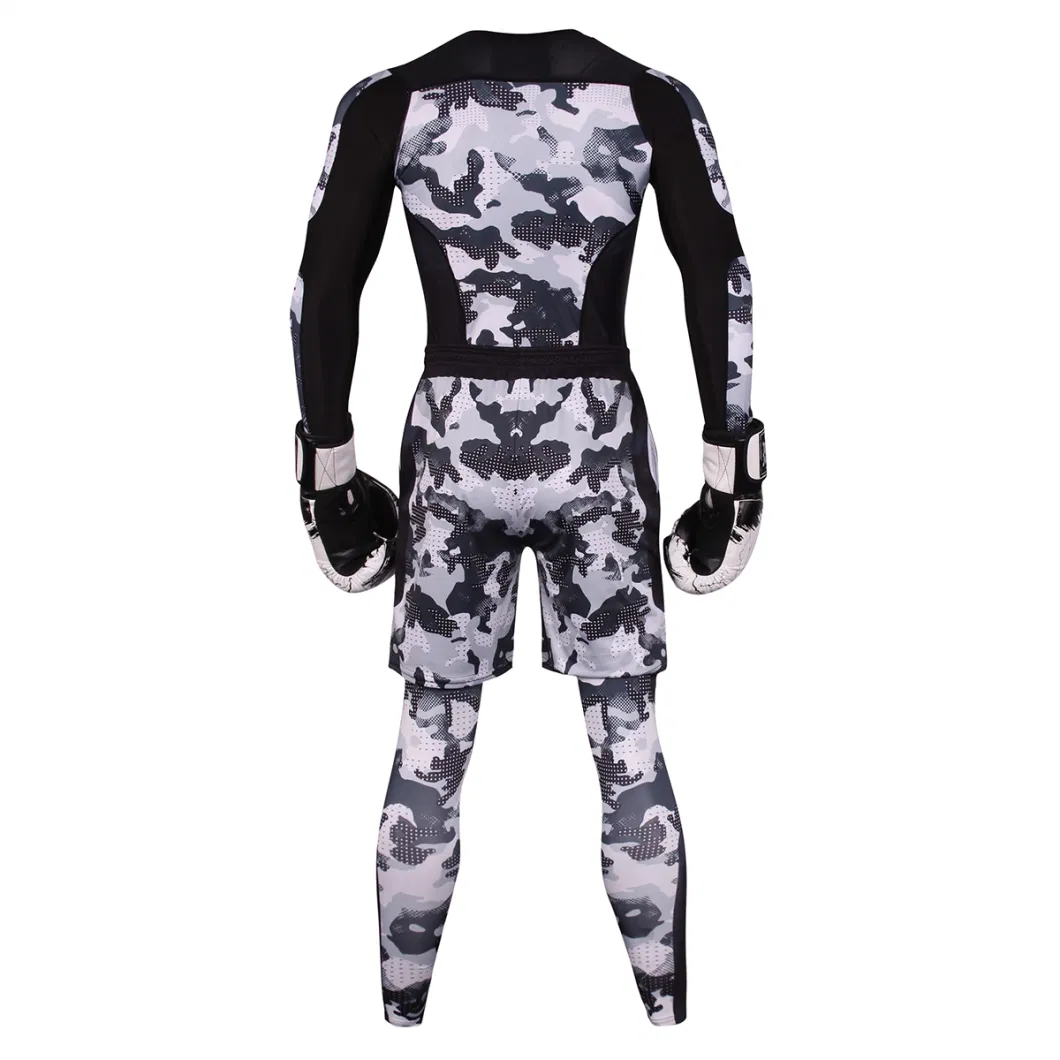 Mens Suit Cycling Wear High Elastic Wear Boxing Sports Suit Three-Piece Sets